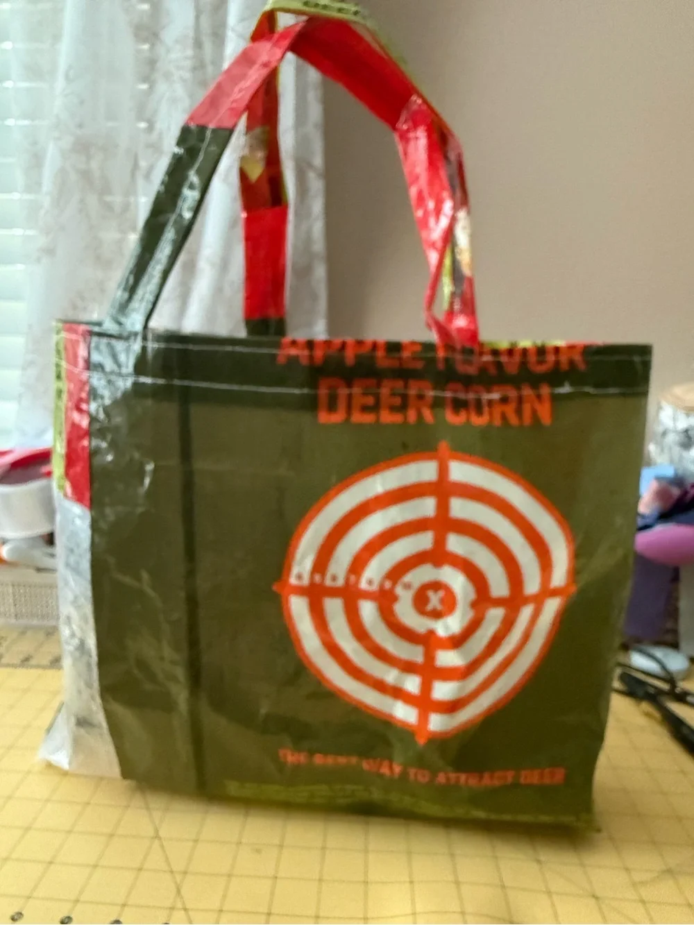 Apple Flavor Deer Corn Reusable Tote Bag, up cycled, just made!